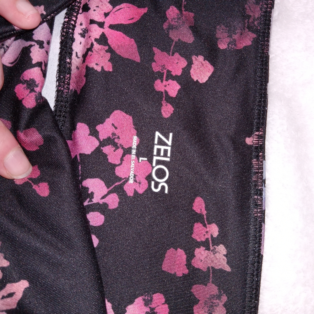 ZELOS Yoga Floral Print Ankle Leggings Size L Beautiful - Picture 9 of 11